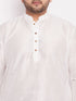 Men's Plus Size White Silk Blend Curved Kurta Dhoti Set