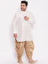 Men's Plus Size White Silk Blend Curved Kurta Dhoti Set