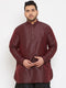 Men's Plus Size Wine Silk Blend Curved Kurta
