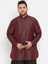 Men's Plus Size Wine Silk Blend Curved Kurta