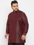 Men's Plus Size Wine Silk Blend Curved Kurta