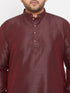 Men's Plus Size Wine Silk Blend Curved Kurta Dhoti Set