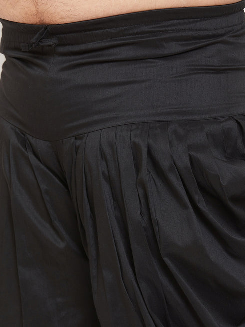 Men's Plus Size Wine Silk Blend Curved Kurta Dhoti Set