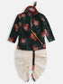 Boy's Multicolor-Base-Green Cotton Blend Kurta And Dhoti Set