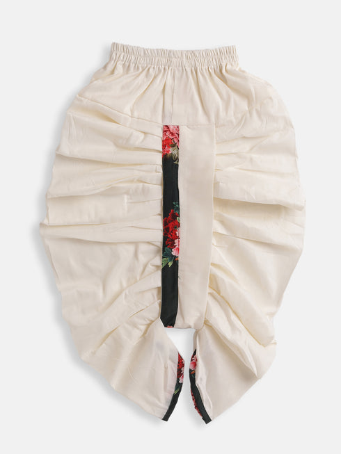 Boy's Multicolor-Base-Green Cotton Blend Kurta And Dhoti Set