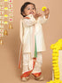 Boy's Cream-Colored Kurta With Dhoti Pants & Dupatta Set