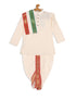 Boy's Cream-Colored Kurta With Dhoti Pants & Dupatta Set