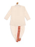 Boy's Cream-Colored Kurta With Dhoti Pants & Dupatta Set