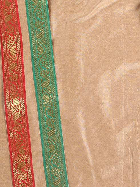 Boy's Rose Gold Kurta With Dhoti Pants & With Dupatta Set