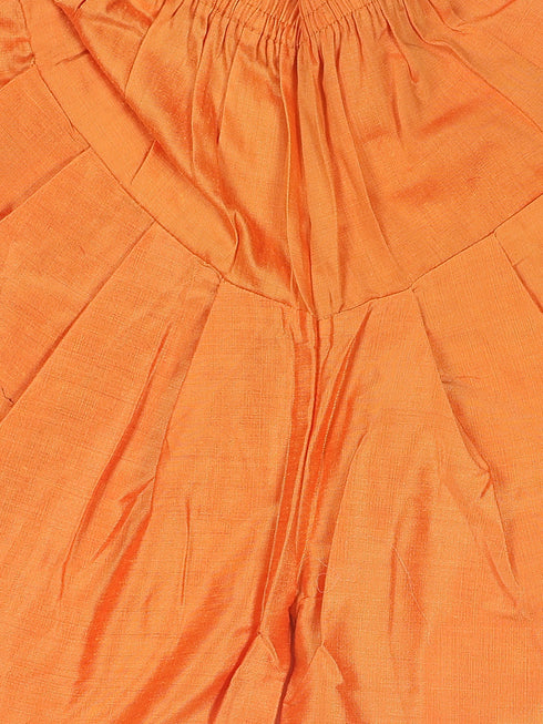 Boy's Green Embroidered Angrakha Mirror Work Kurta With Dhoti Pants