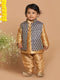 Boy's Blue Woven Design Slim Fit Nehru Jacket