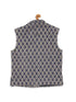 Boy's Blue Woven Design Slim Fit Nehru Jacket