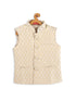 Sishu Boy's Cream Woven Design Nehru Jacket