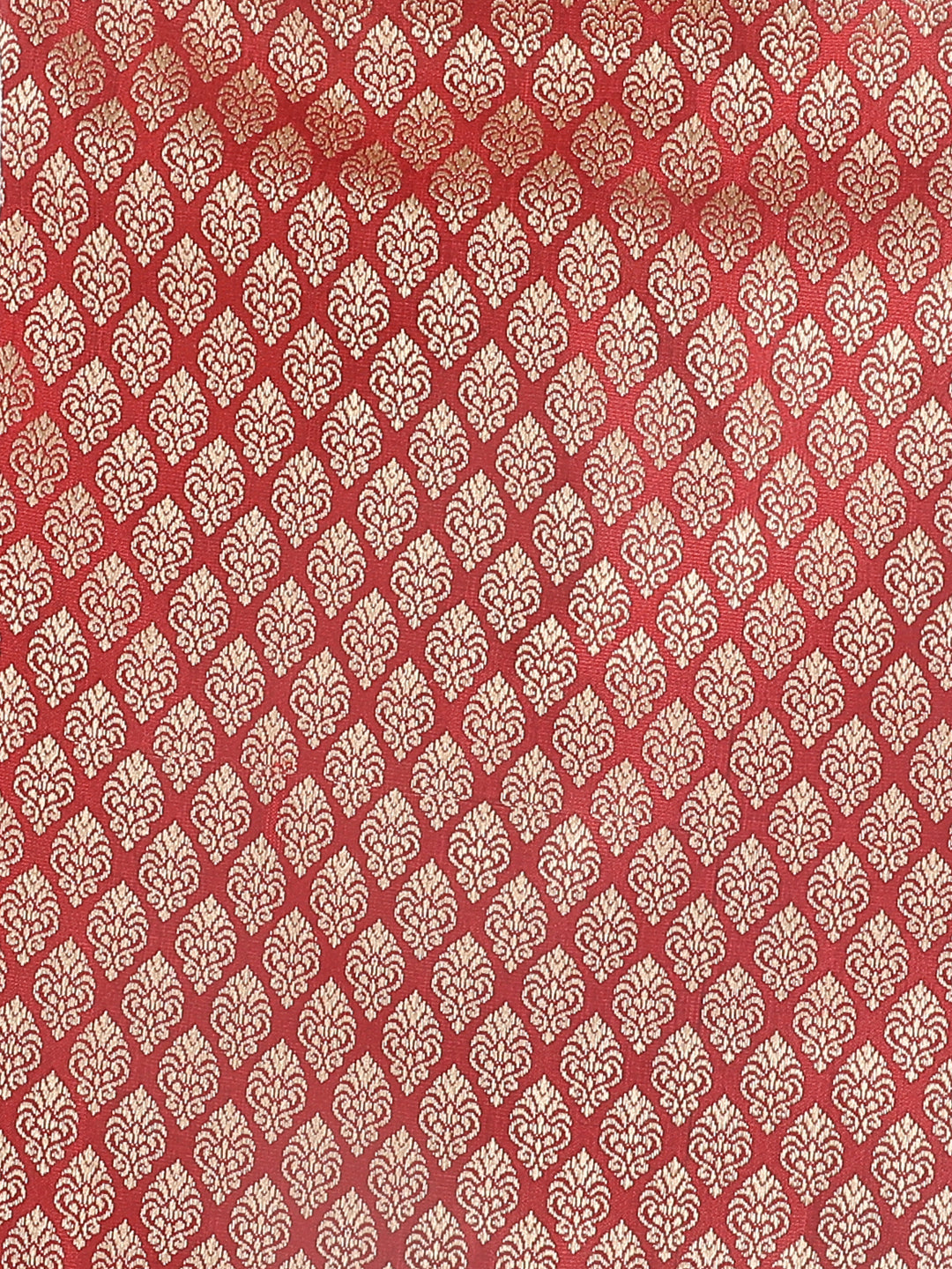 Boy's Gold-Toned & Maroon Woven Design Nehru Jackets