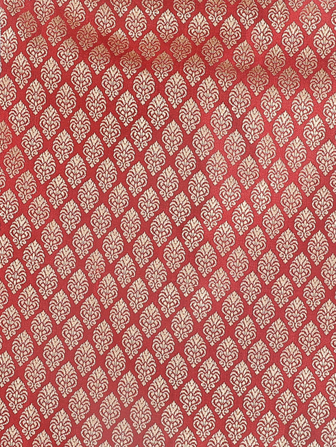 Boy's Gold-Toned & Maroon Woven Design Nehru Jackets