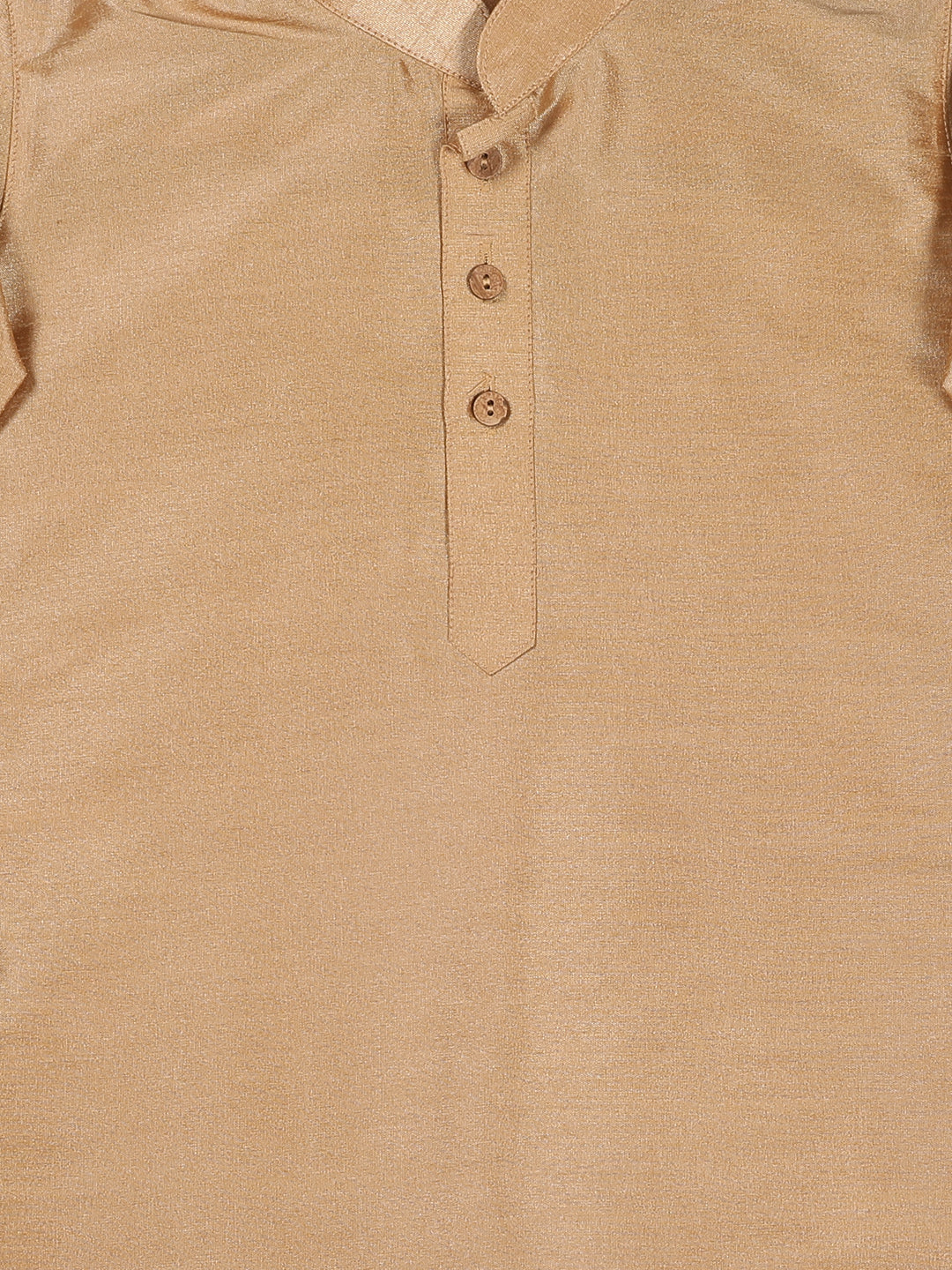 Sishu Boy's Rose Gold Kurta Pyjama With Blue Woven Nehru Jacket