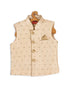 Sishu Boy's Gold -Toned Woven Design Slim-Fit Nehru Jacket