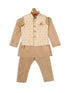 Sishu Boy's Rose Gold Kurta And Pajama With Gold Jacket