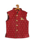 Sishu Boy's Maroon & Gold Toned Woven Design Nehru Jacket