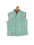 Sishu Boy's Green & Gold-Toned Woven Design Slim-Fit Nehru Jacket