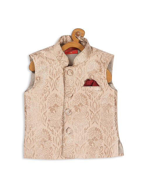 Boy's Rose Gold Silk Blend Nehru Jacket