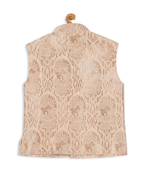 Boy's Rose Gold Silk Blend Nehru Jacket