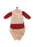 Boy's Maroon Kurta With Rose Gold Dhoti Pant & Nehru Jacket Set