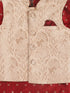 Sishu Boy's Maroon Ethnic Motifs Woven Design Kurta With Rose Gold Pyjama And Jacket