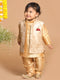 Sishu Boy's Rose Gold Printed Pyjama Set With Nehru Jacket