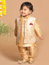 Sishu Boy's Rose Gold Printed Pyjama Set With Nehru Jacket