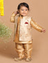 Sishu Boy's Rose Gold Printed Pyjama Set With Nehru Jacket