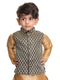 Sishu Boy's Black And Gold Silk Blend Nehru Jacket