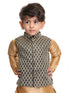 Sishu Boy's Black And Gold Silk Blend Nehru Jacket