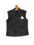 Boy's Black Polka Dot Printed Slim-Fit Nehru Jacket