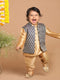 Sishu Boy's Gold-Toned & Blue Kurta With Pyjama & Nehru Jacket