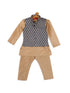 Sishu Boy's Gold-Toned & Blue Kurta With Pyjama & Nehru Jacket