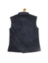 Boy's Navy Blue & White Printed Velvet Nehru Jacket