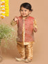 Sishu Boy's Maroon Jacket And Rose Gold Ethnic Kurta With Pyjama Set