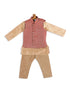 Sishu Boy's Maroon Jacket And Rose Gold Ethnic Kurta With Pyjama Set