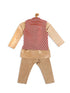 Sishu Boy's Maroon Jacket And Rose Gold Ethnic Kurta With Pyjama Set