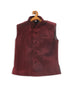 Sishu Boy's Maroon Polka Dots Print Velvet Nehru Jacket