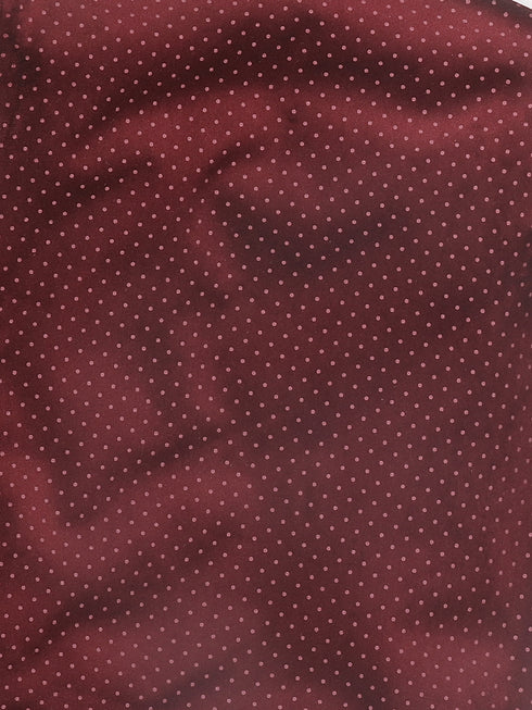 Sishu Boy's Maroon Polka Dots Print Velvet Nehru Jacket