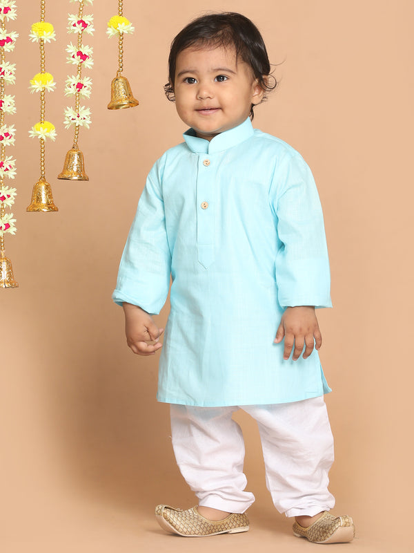 Sishu Boy's Blue Kurta With White Pyjama Set