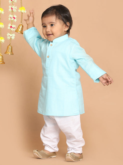 Sishu Boy's Blue Kurta With White Pyjama Set