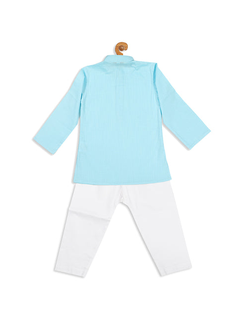 Sishu Boy's Blue Kurta With White Pyjama Set