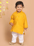 Sishu Boy's Mustard Yellow Kurta With White Pyjama Set