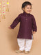 Sishu Boy's Purple Kurta And White Pyjama Set