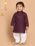 Sishu Boy's Purple Kurta And White Pyjama Set