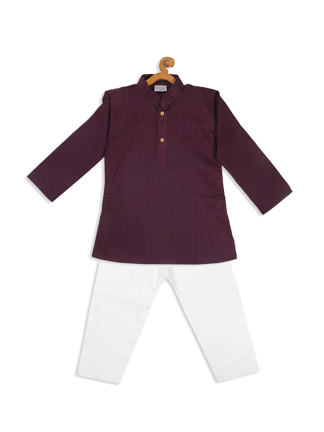 Sishu Boy's Purple Kurta And White Pyjama Set