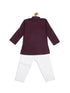 Sishu Boy's Purple Kurta And White Pyjama Set